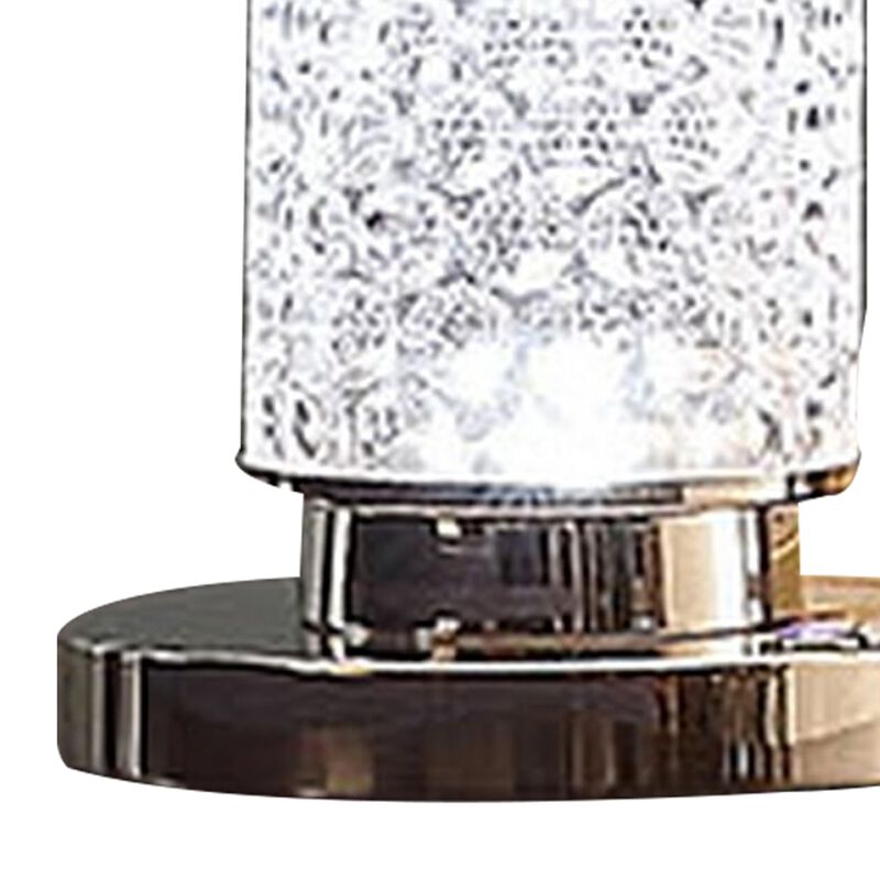 Siri 19 Inch Table Lamp with LED Glass Shade, Metal Base, Nickel Finish-Benzara