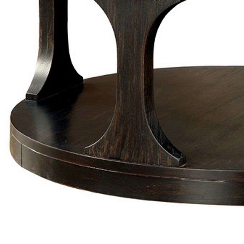 Carrie Transitional Coffee Table, Antique Black-Benzara