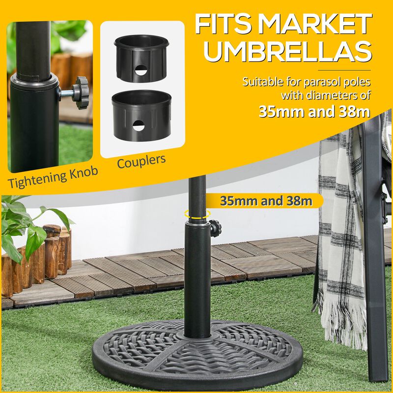 Black Outdoor Accessory: 18" Heavy Duty Round Rattan Umbrella Base