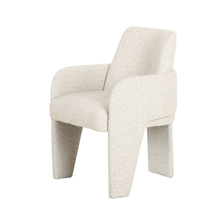 24 Inch Dining Chair, Windsor Back, 3 Panel Legs, Soft Beige Linen Fabric - Benzara