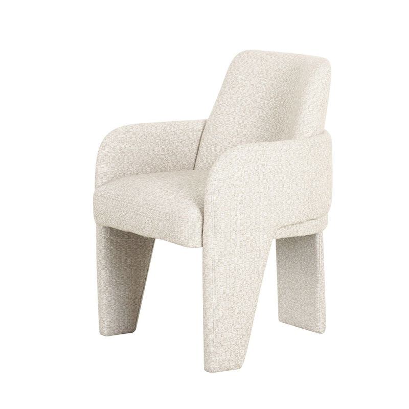 24 Inch Dining Chair, Windsor Back, 3 Panel Legs, Soft Beige Linen Fabric - Benzara