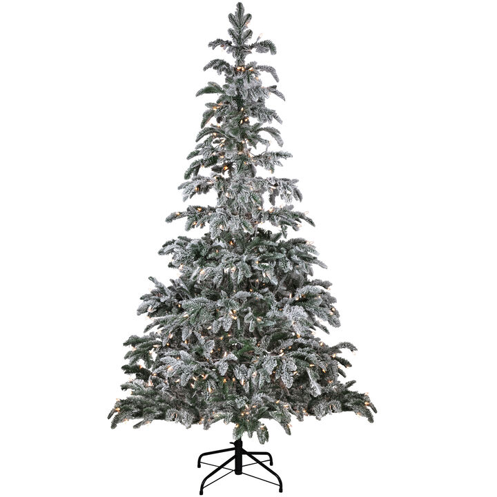 6.5' Pre-Lit Full Flocked Whistler Noble Fir Artificial Christmas Tree - Clear Lights