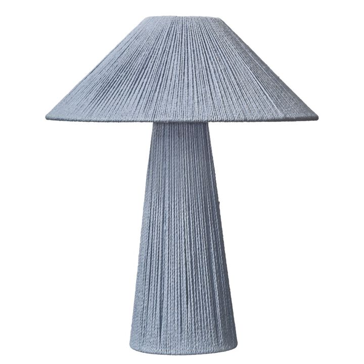 Liya 18 Inch Table Lamp, Cone Shade and Tapered Base, Textured Blue Finish - Benzara
