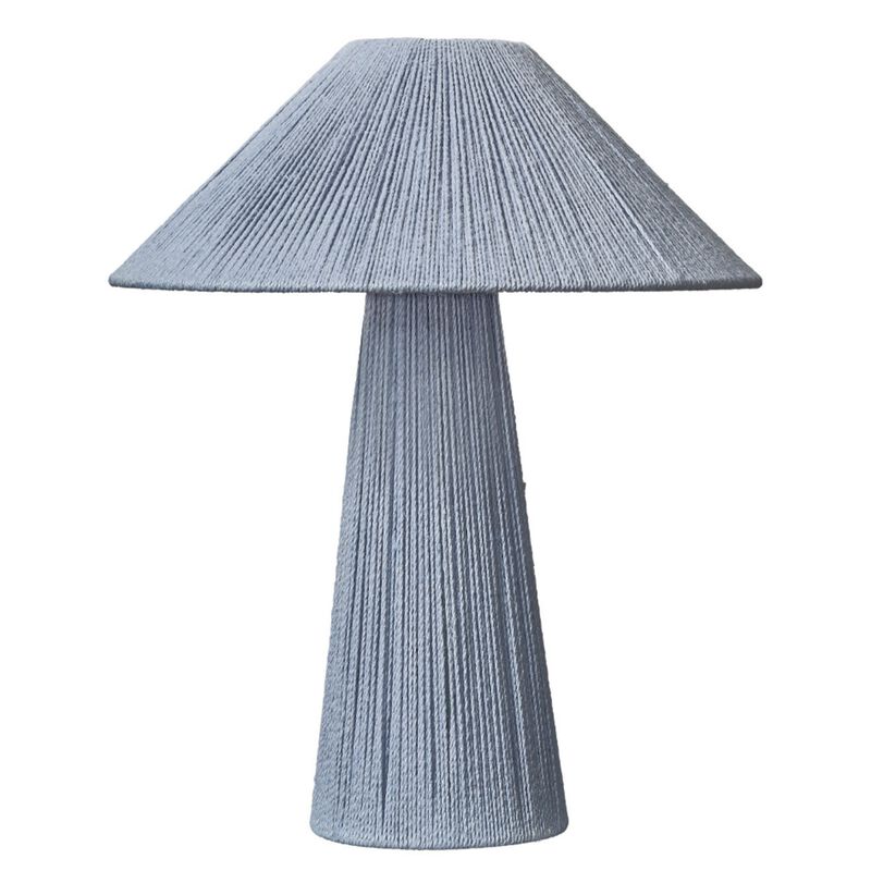 Liya 18 Inch Table Lamp, Cone Shade and Tapered Base, Textured Blue Finish - Benzara