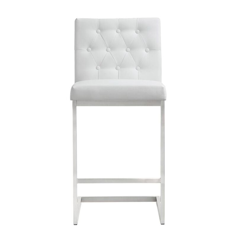 Belen Kox White Stainless Steel Counter Stool Set, Belen Kox
