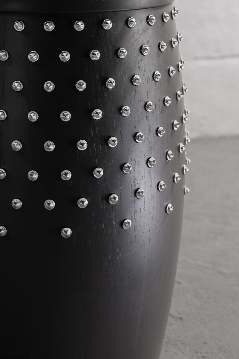 SITIERA_01 Solid Wood Stool, with Stainless Steel Accents by ANDEAN, In Stock