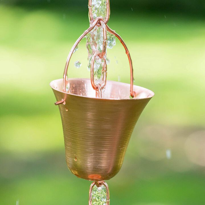 Marrgon Copper Rain Chain - Bell Style Cups for Gutter Downspout Replacement