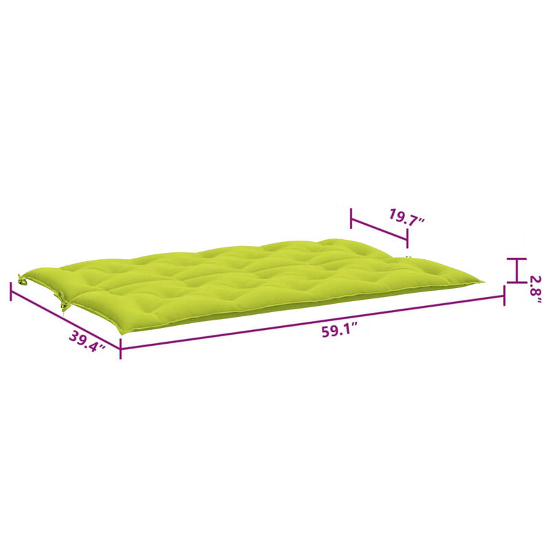 Claire 2pc Outdoor Cushion for Bench, Tufted Green Oxford Fabric - Benzara
