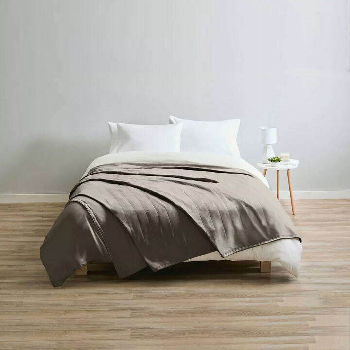 Sunbeam Full Size Electric Fleece Heated Blanket in Mushroom
