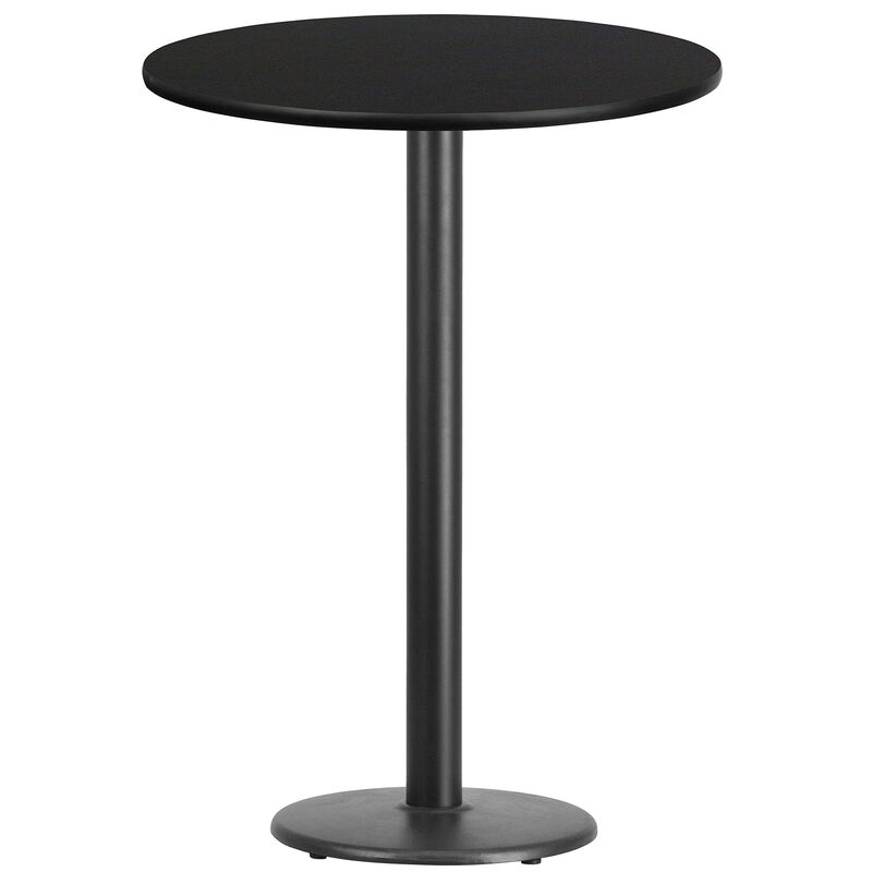 Flash Furniture 30'' Round Black Laminate Table Top with 18'' Round Bar Height Table Base
