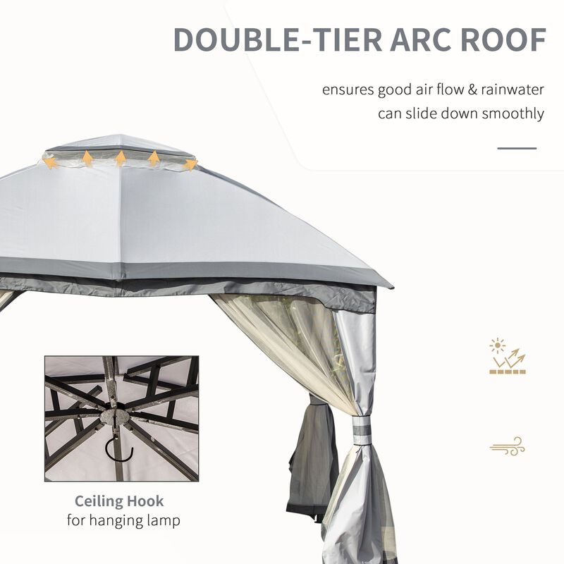 Gray Outdoor Haven: 10x12 Gazebo with Vented Canopy and Sidewalls