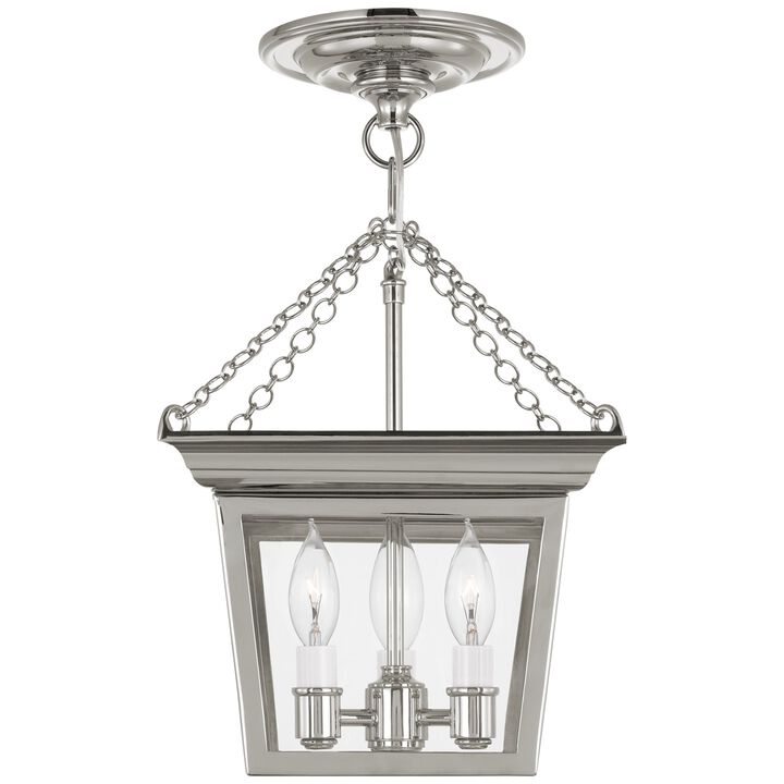 Cornice Semi-Flush Lantern in Polished Nickel