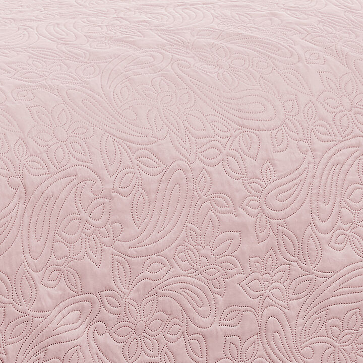 RT Designers Collection Milla 3pc Pinsonic Premium Quality All Season Quilt Set for Revitalize Bedroom King Blush