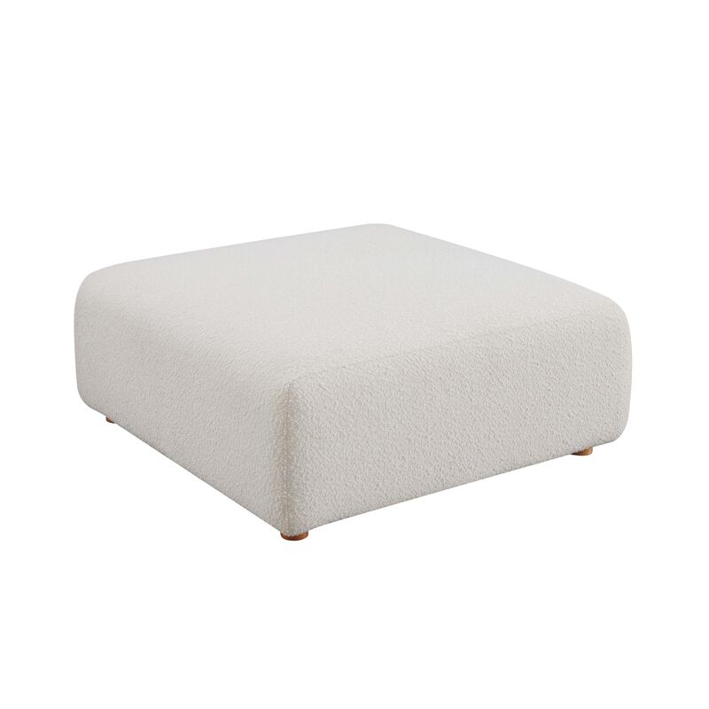 Hangover Cream Heavy Textured Fabric Ottoman