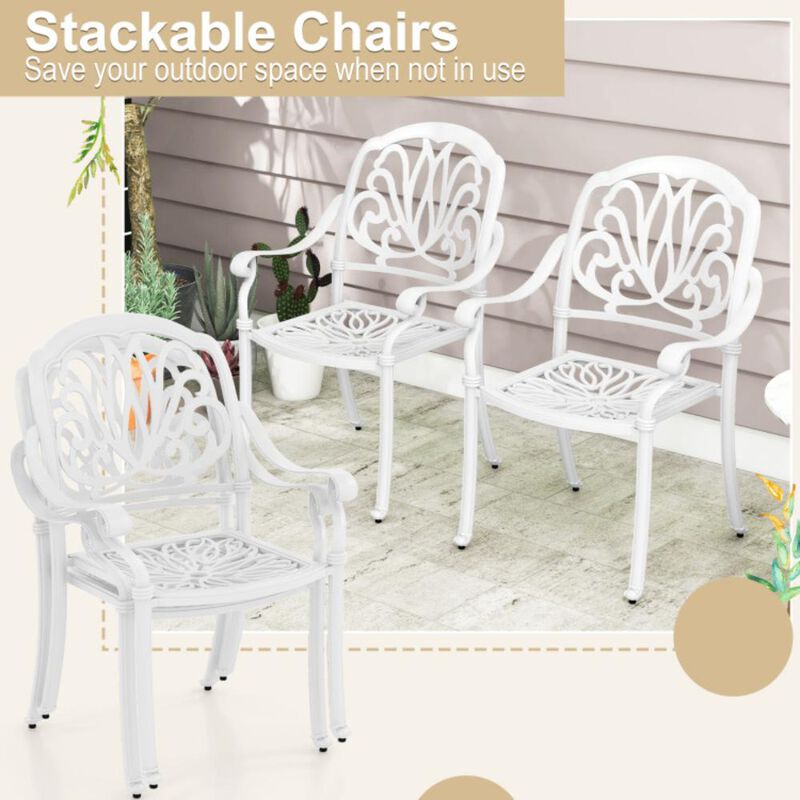 Hivvago 2 Pieces Patio Cast Aluminum Dining Chairs with Armrests