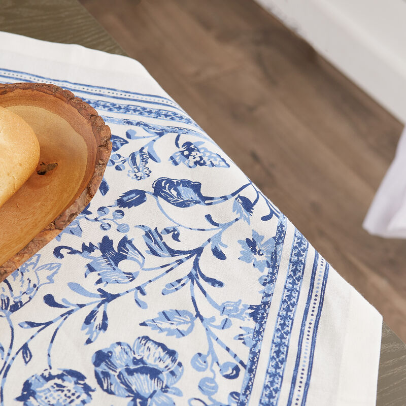 40" Blue and White Madeira Print Table Topper
