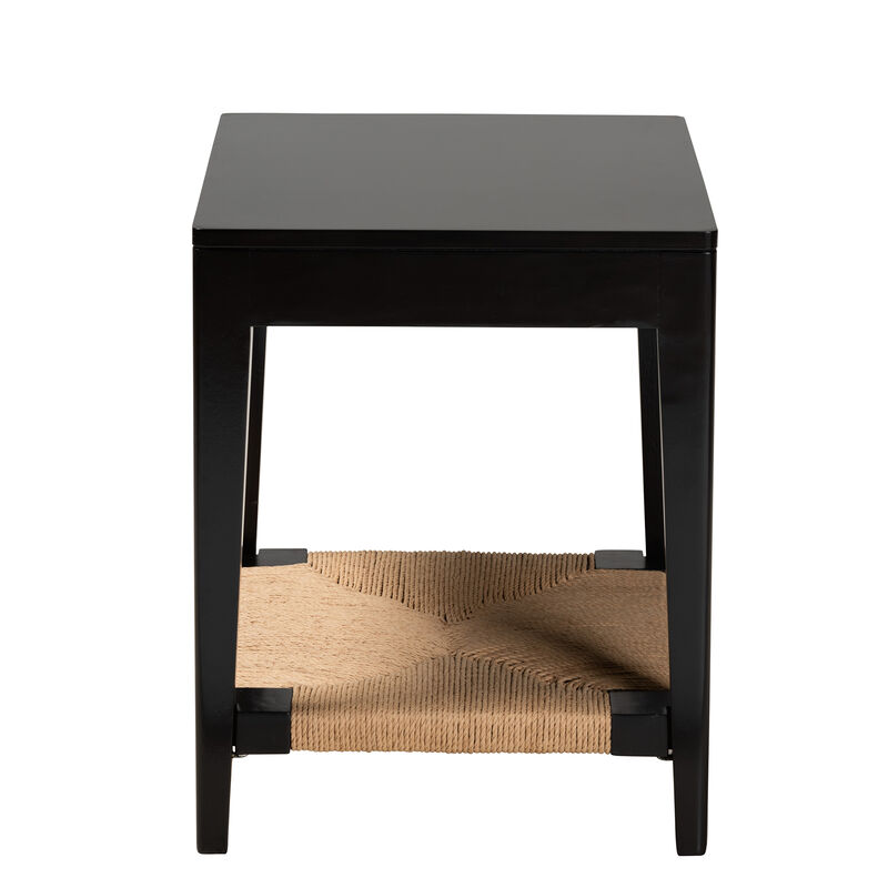 Bali & Pari Freya Modern Bohemian Black Finished Bayur Wood End Table