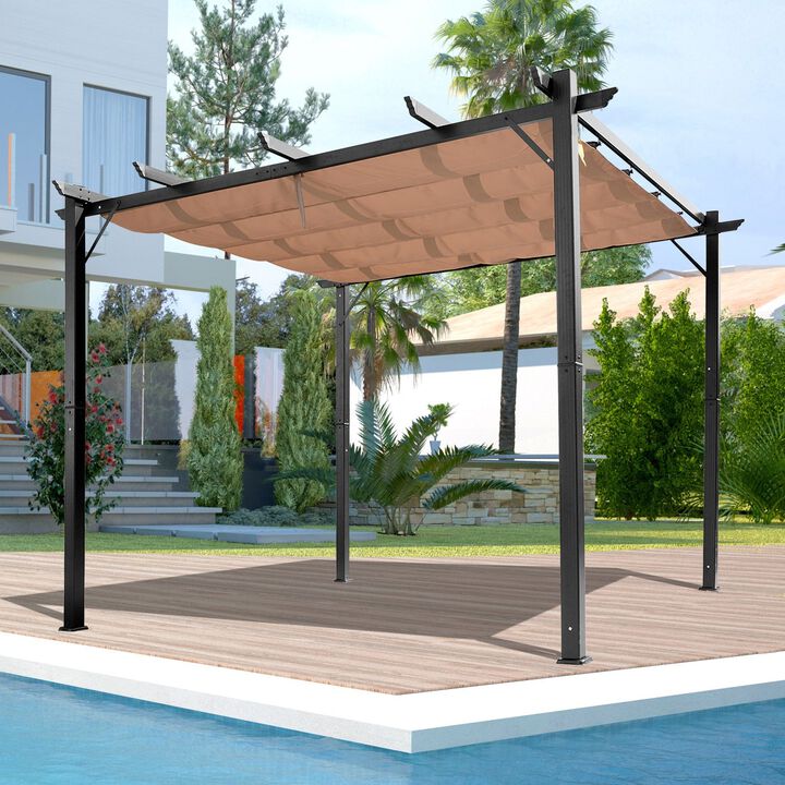 Charcoal Outdoor Cover: 10x13 ft Aluminum Patio Pergola with Canopy