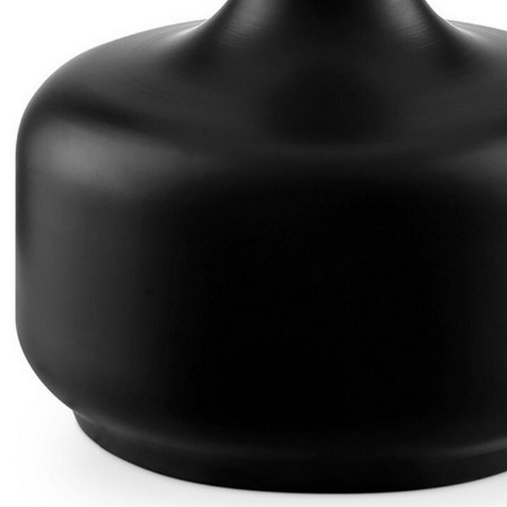 Table Lamp with Teardrop Metal Base and Fabric Shade, Black-Benzara
