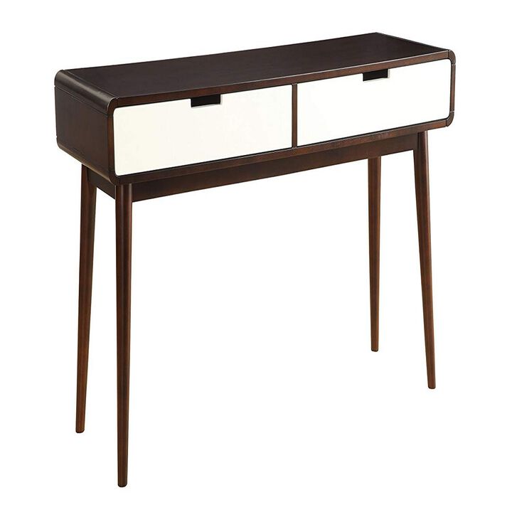 Beautiful Sofa Table With 2 Drawers, Espresso & White-Benzara