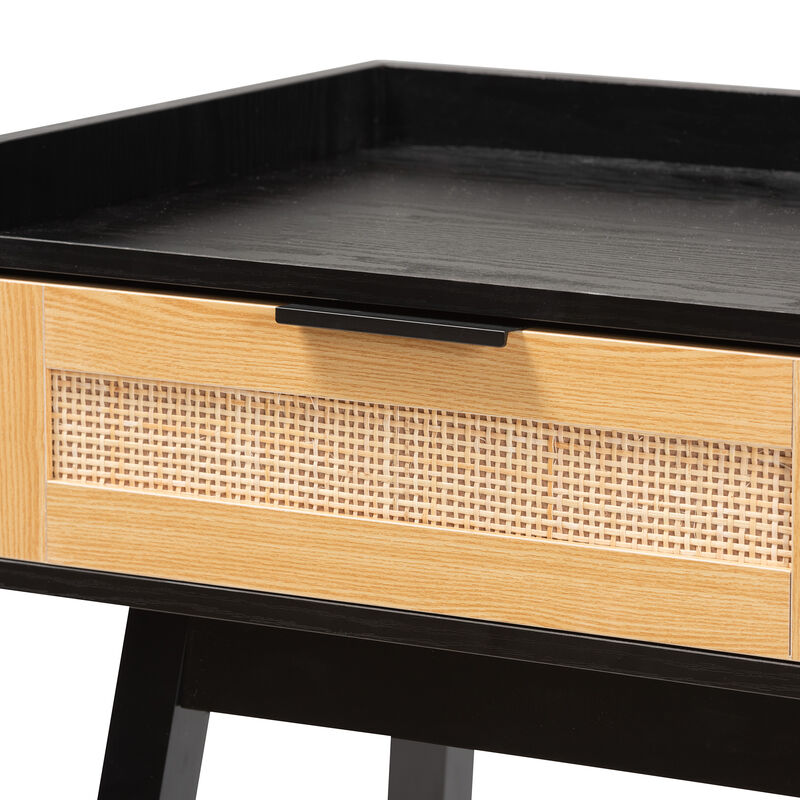 Baxton Studio Kalani Two-Tone Espresso Brown and Natural Finished 2-Drawer Console Table