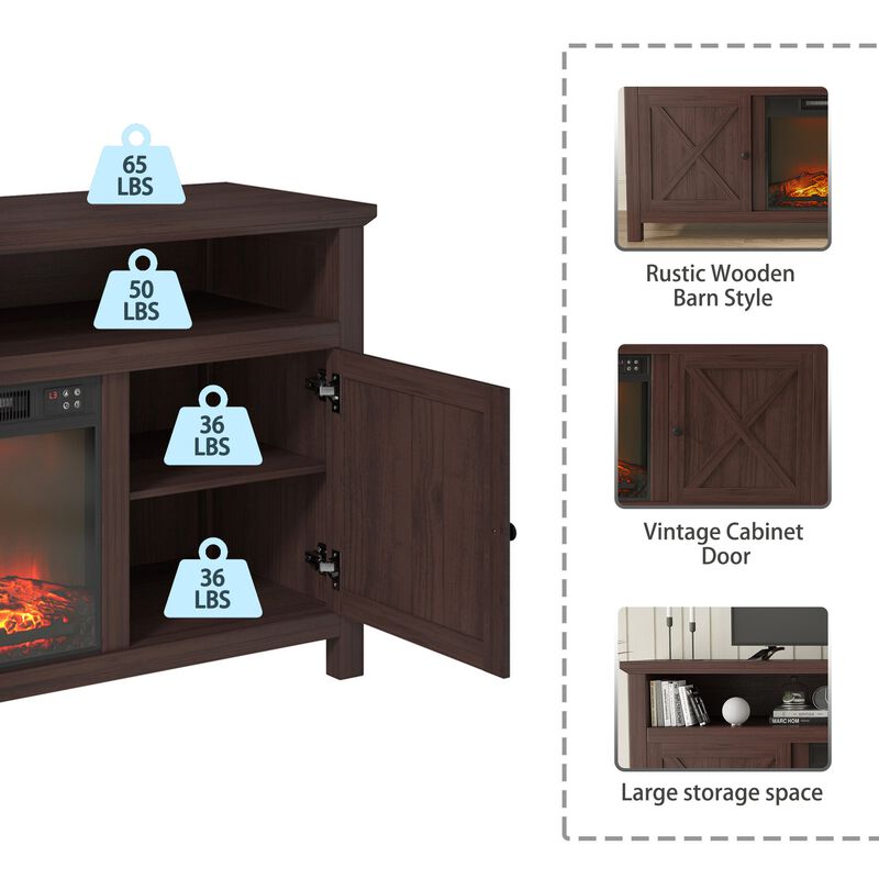 Brown TV Stand Fits TVs up to 75 in. with Electric Fireplace