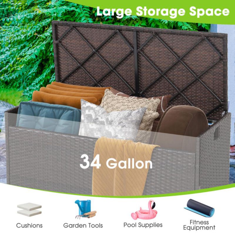 Hivvago 34 Gallon Patio Storage Bench with Seat Cushion and Zippered Liner