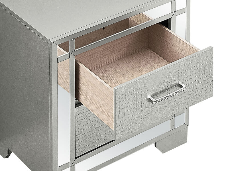 Madison 2-Drawer Silver Champagne Nightstand (26 in. H x 17 in. W x 23 in. D)
