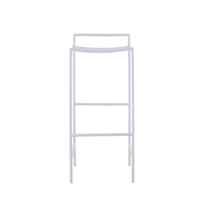 Svelte 30" Coastal Contemporary Iron Saddle-Seat Low-Back Bar Stool with Foot Rest