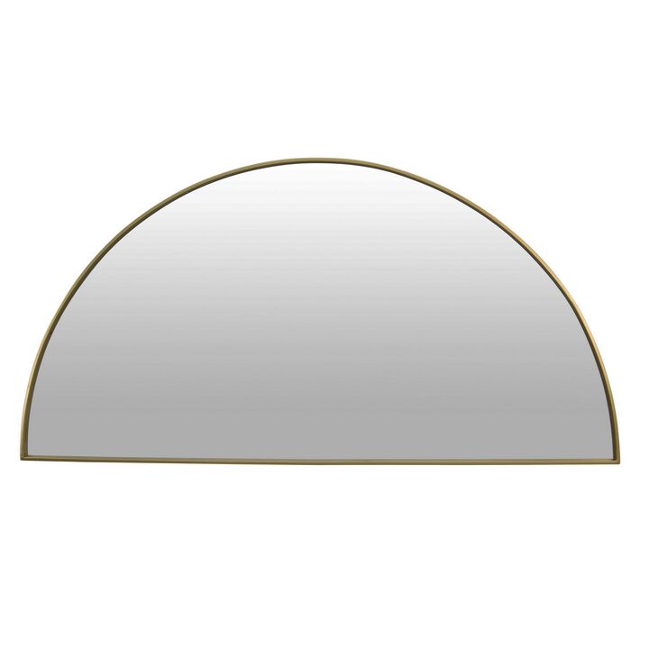 Lima Decorative Wall Mirror, Round Semicircular 30 x 60, Gold Frame - Benzara