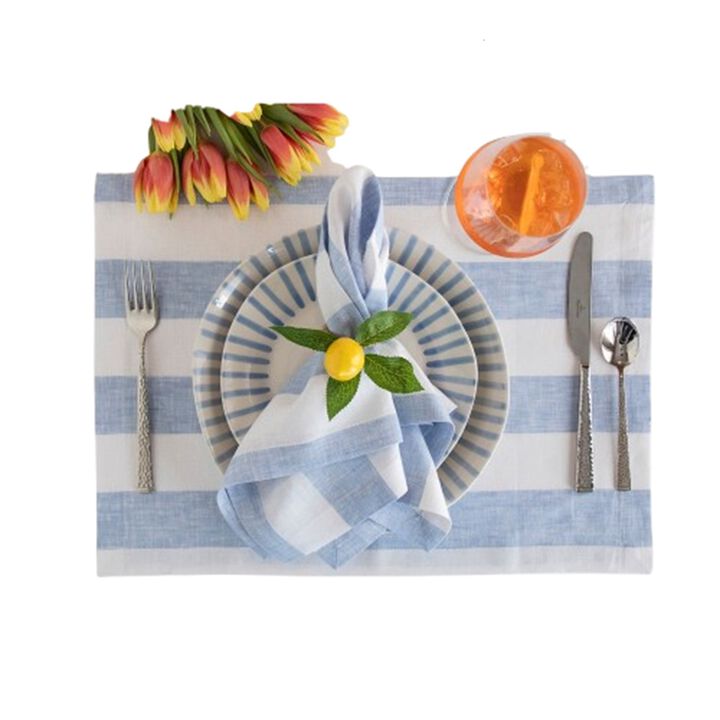 Solino Home 100% Pure Linen Placemats | Cabana Stripe for Spring & Easter