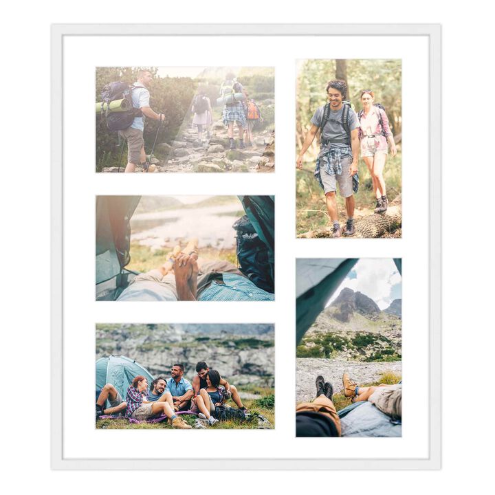 14x16 Wood Collage Frame with a White Mat for 5x7 Pictures