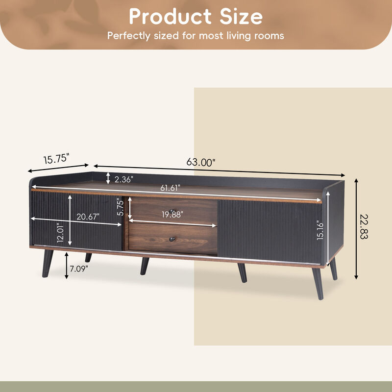 Merax Mid Century TV Stand with 2 Drawers