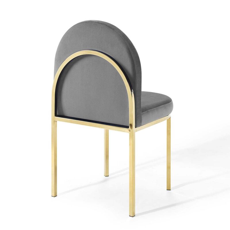 Modway Isla Channel Tufted Performance Velvet Dining Side Chair, Gold Gray