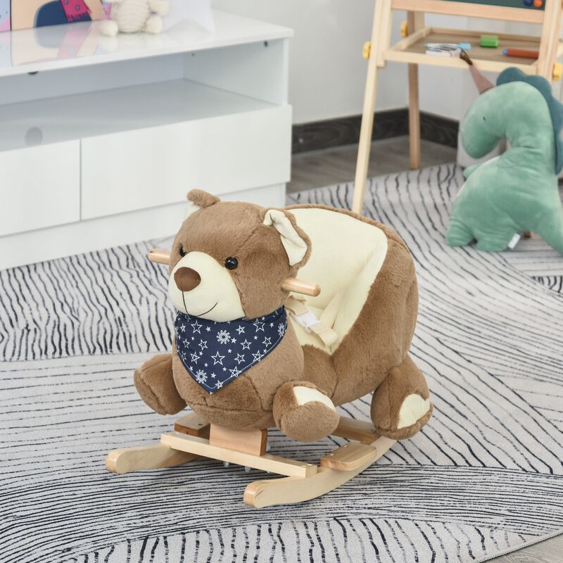 Brown Bear Rocker: Plush Musical Ride-On Toy for 18-36 Months