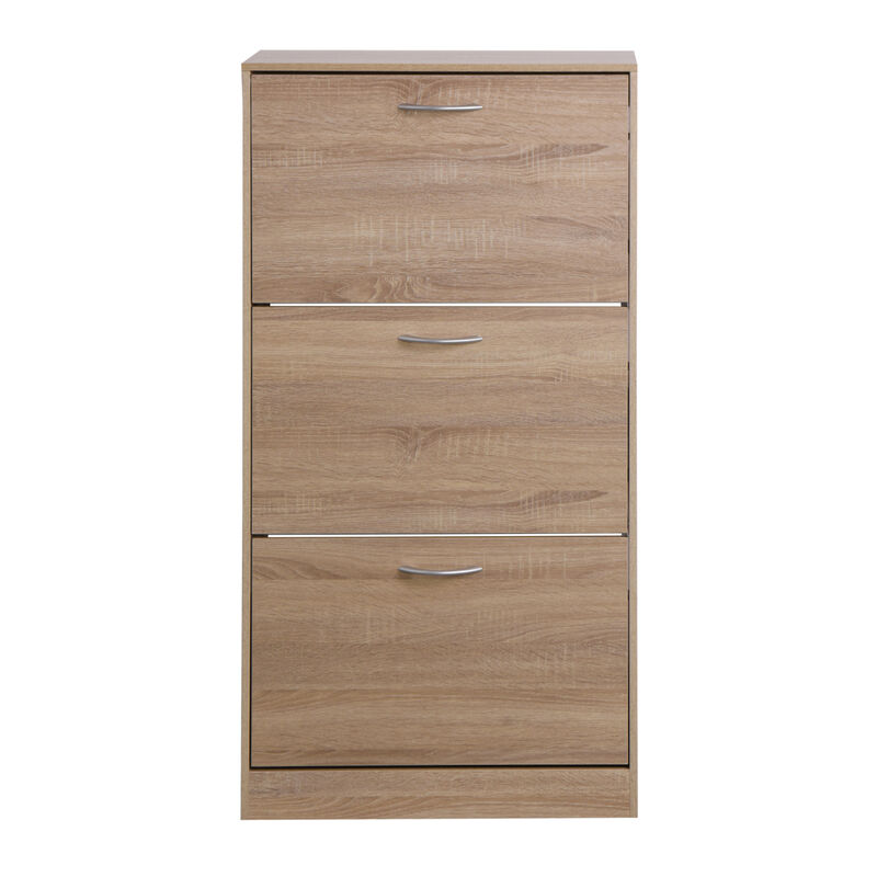 3-Drawer Shoe Storage Cabinet, 3-Tier Wood Shoe Rack Storage Organizer For Entryway