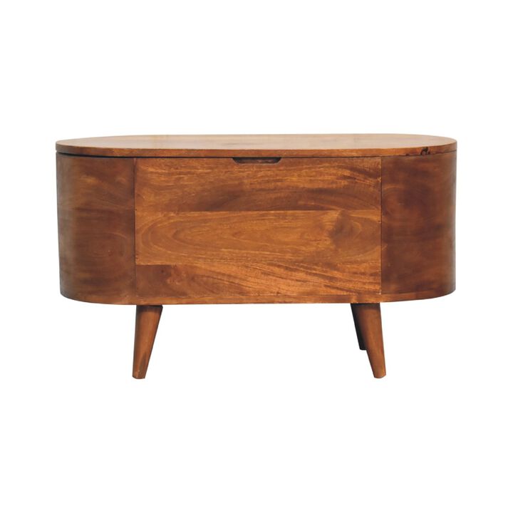 Solid Wood Chestnut Rounded Lid up Blanket Box
