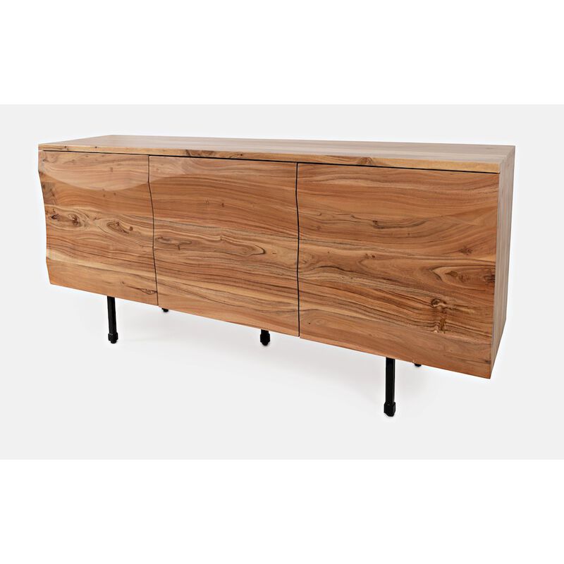 Jofran The Wave Three Door Solid Acacia Hardwood Accent Cabinet