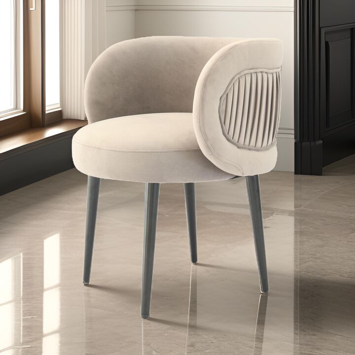Lala 24 Inch Accent Chair, Modern Cushioned Seat, Curved, Velvet Gray - Benzara