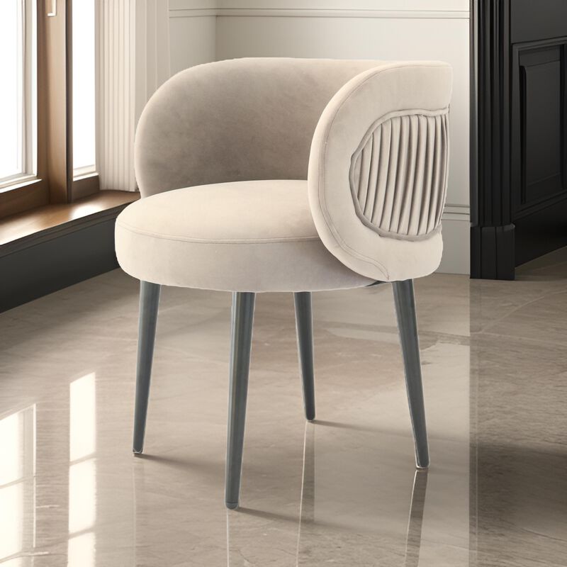 Lala 24 Inch Accent Chair, Modern Cushioned Seat, Curved, Velvet Gray - Benzara