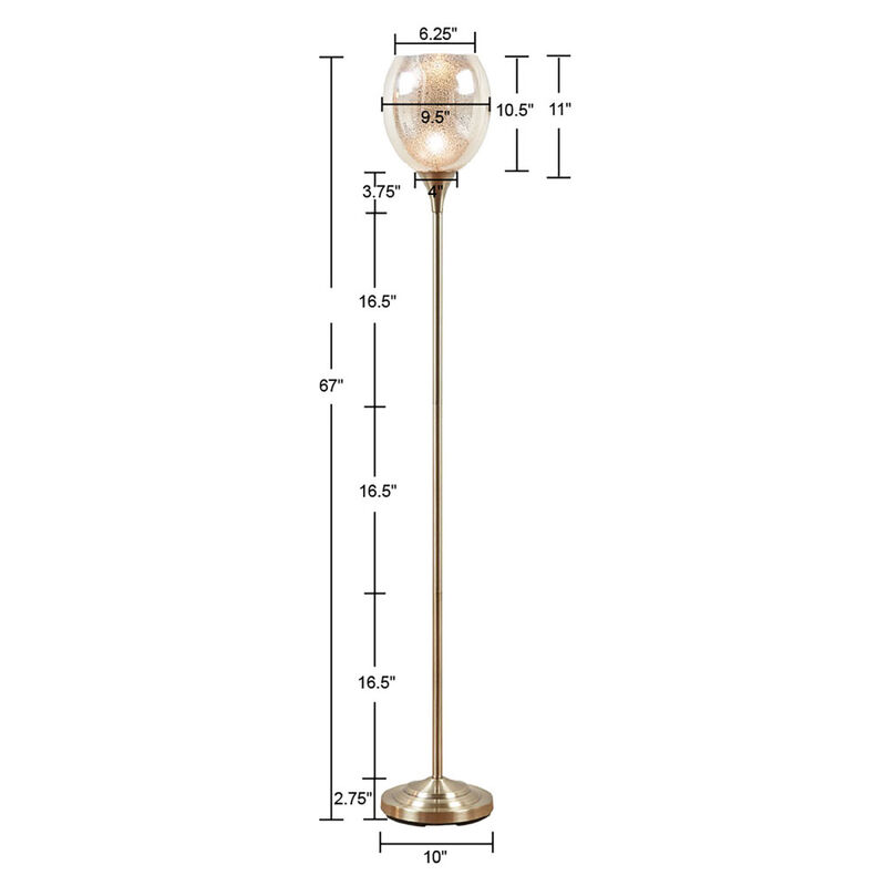 Bellow Uplight Floor Lamp With Mercury Glass Shade