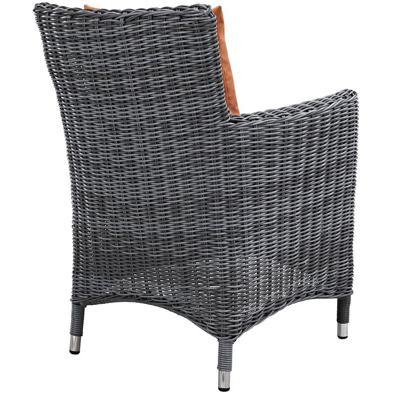 Modway Summon Wicker Rattan Outdoor Patio Sunbrella Dining Armchair in Canvas Tuscan