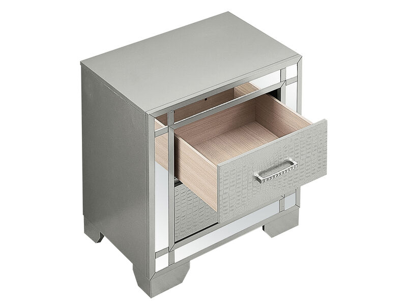 Madison 2-Drawer Silver Champagne Nightstand (26 in. H x 17 in. W x 23 in. D)