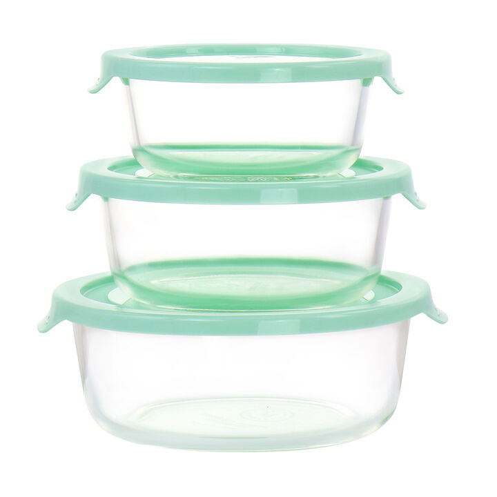 Martha Stewart 6 Piece Assorted Glass Storage Container and Lid Set  in Mint