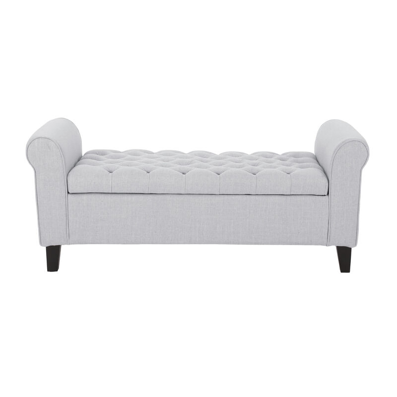 Contemporary Button-Tufted Storage Ottoman with Rolled Arms