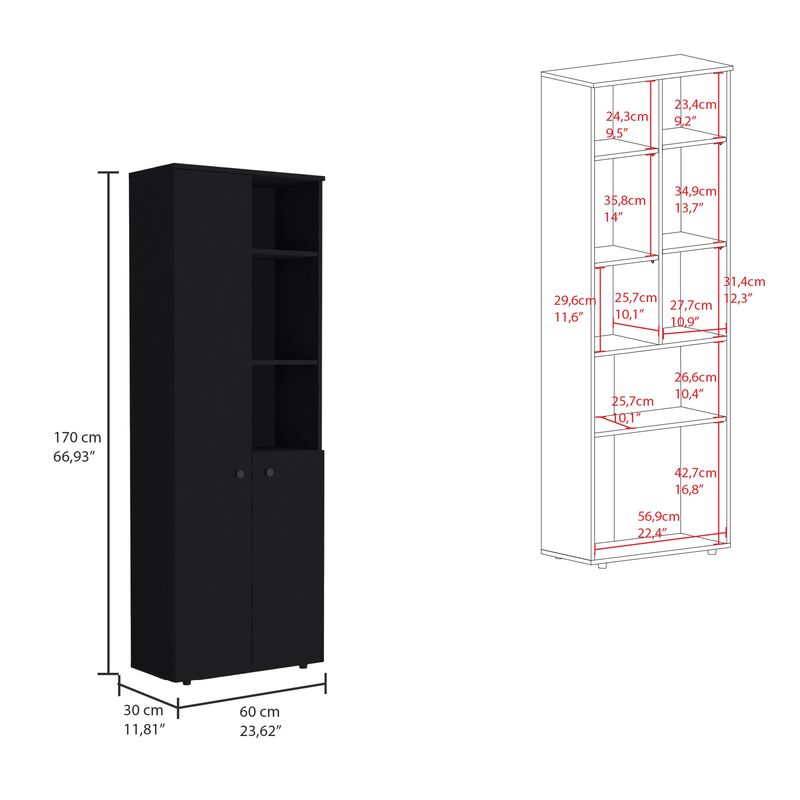 Konik 67-Inch High Storage Cabinet Kitchen Pantry With Three Doors and and Three Exterior Shelves