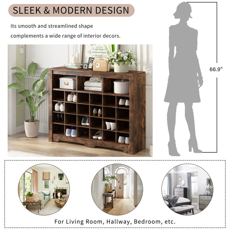 Merax Sleek Design Cubby Console Shoe Cabinet
