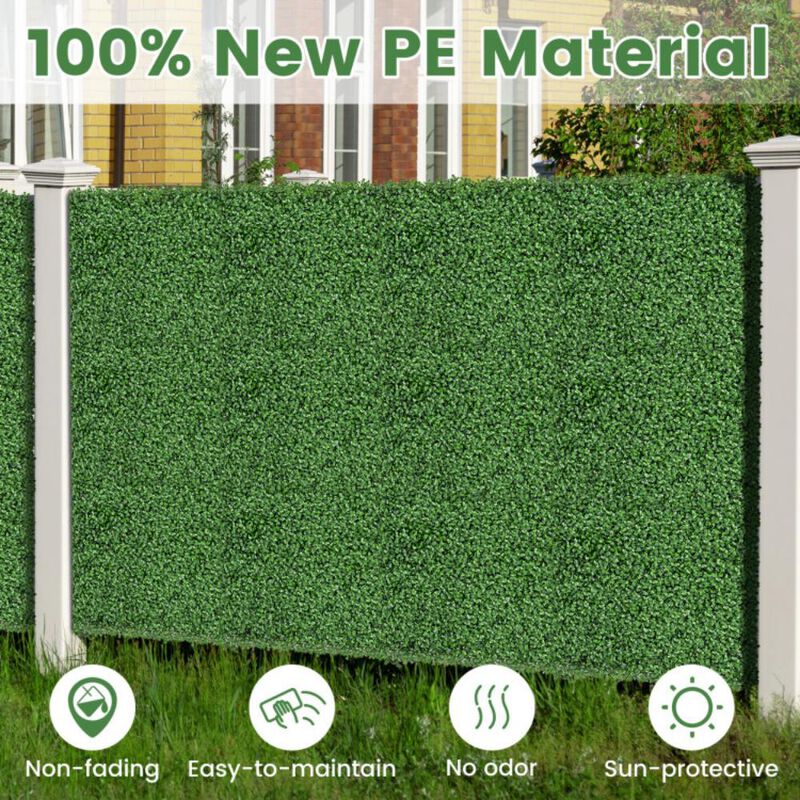 Hivvago 12 Pieces 20 x 20 Inch Artificial Boxwood Wall Panels with Insertable Branches