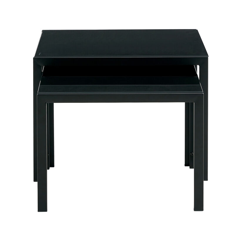 Hivvago Set of 2 Tempered Glass Modern Design Nesting Coffee Table Set