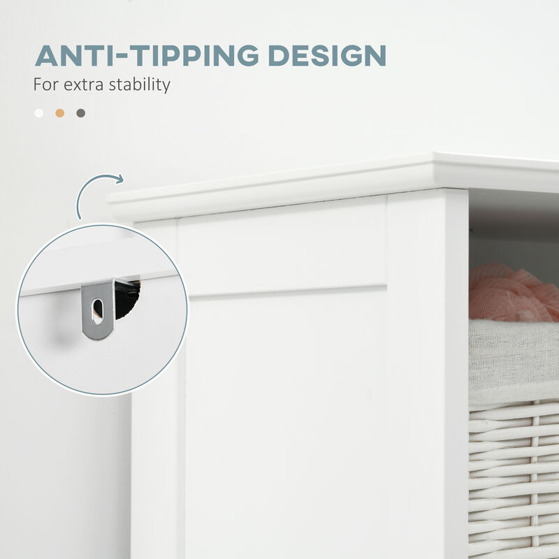 kleankin Bathroom Storage Cabinet Linen Tower with 3 Open Shelves White